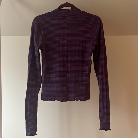 Free People Intimately Fitted Purple Multi-Color Mock Neck Longsleeve - Picture 3 of 5